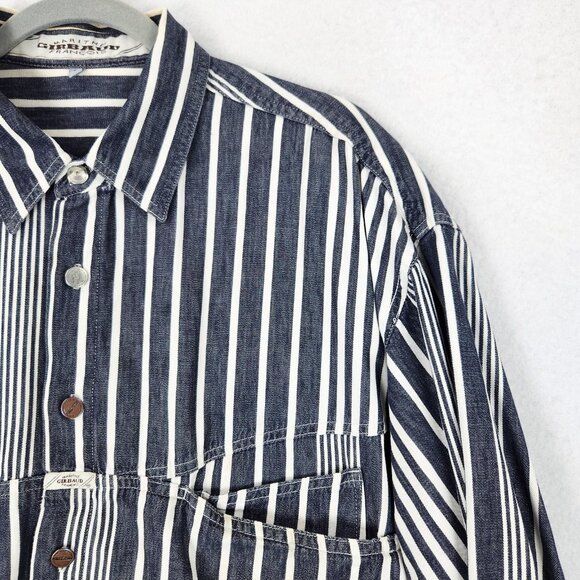 Marithe Francois Girbaud Shirt Mens Large Gray Stripe Vintage Denim USA 90s - Picture 2 of 16